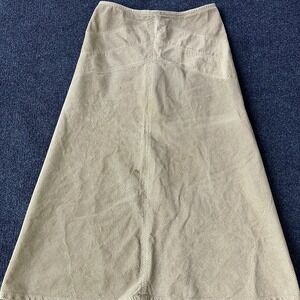 Woolrich Skirt Womens 8 Khaki A-Line Midi Cotton Twill Back Zip Chevron 5025